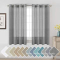 Modern Home Linen Textured Charcoal Grey Sheer Curtains